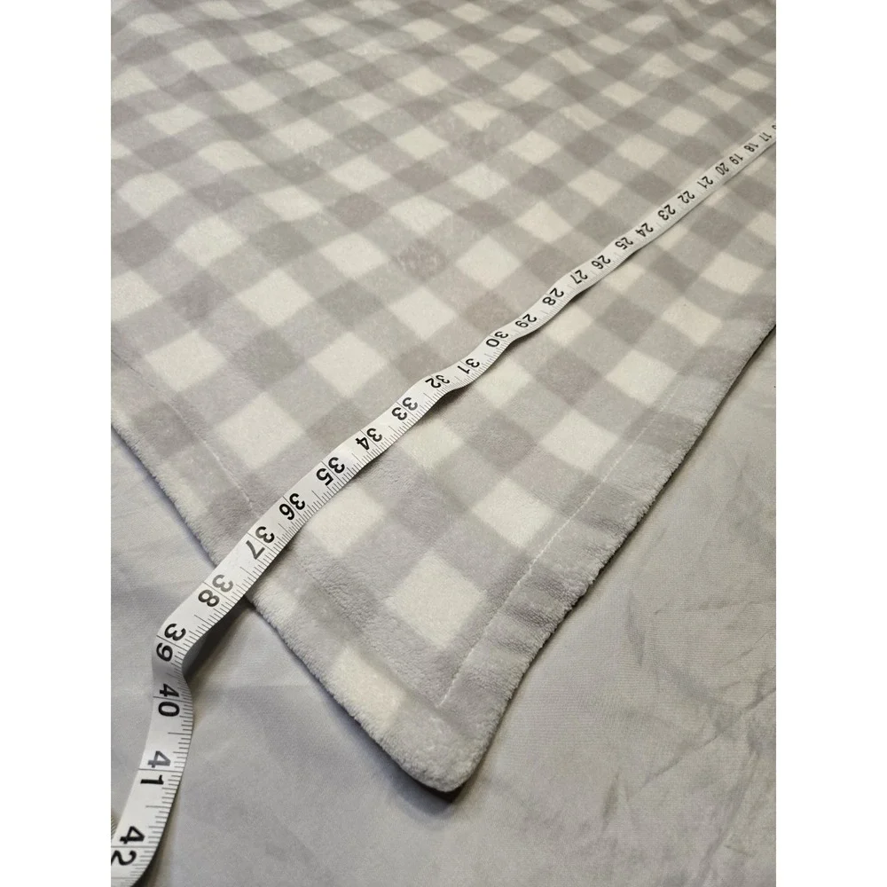 Blankets & Beyond Plush Gingham Gray White‎ Baby Blanket Lovey Security 29x38" - Picture 2 of 8